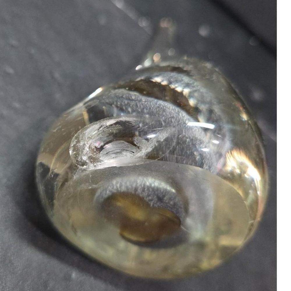 Teardrop Shaped Large Paperweight, Clear Glass Silver Swirls, Vintage Sculpture - Picture 9 of 11